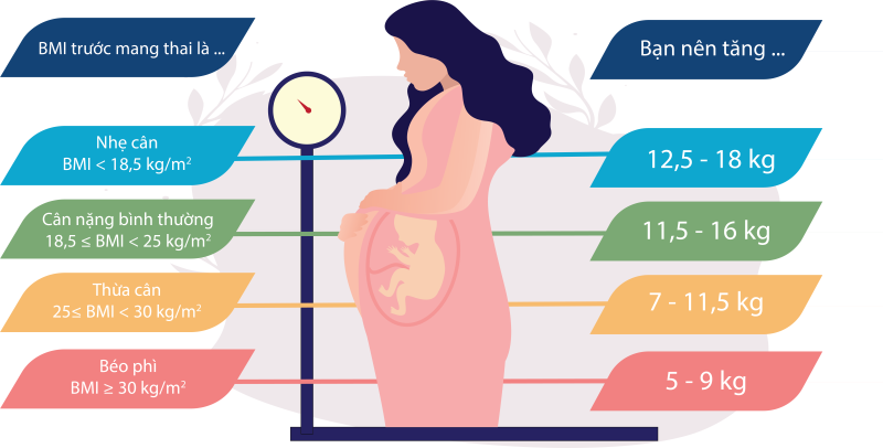 Khi mang thai cần tăng bao nhiêu kí?